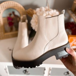 Sam Edelman Justina Lug Sole Chelsea Boots Ivory